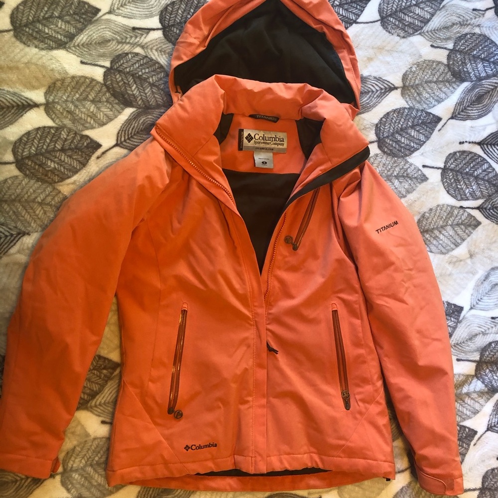 Orange Columbia jacket.